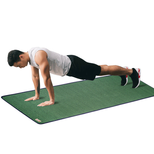 Cosmorugs 8mm Self Cushion Antiskid Cotton Yoga Mat Light & Dark Green
