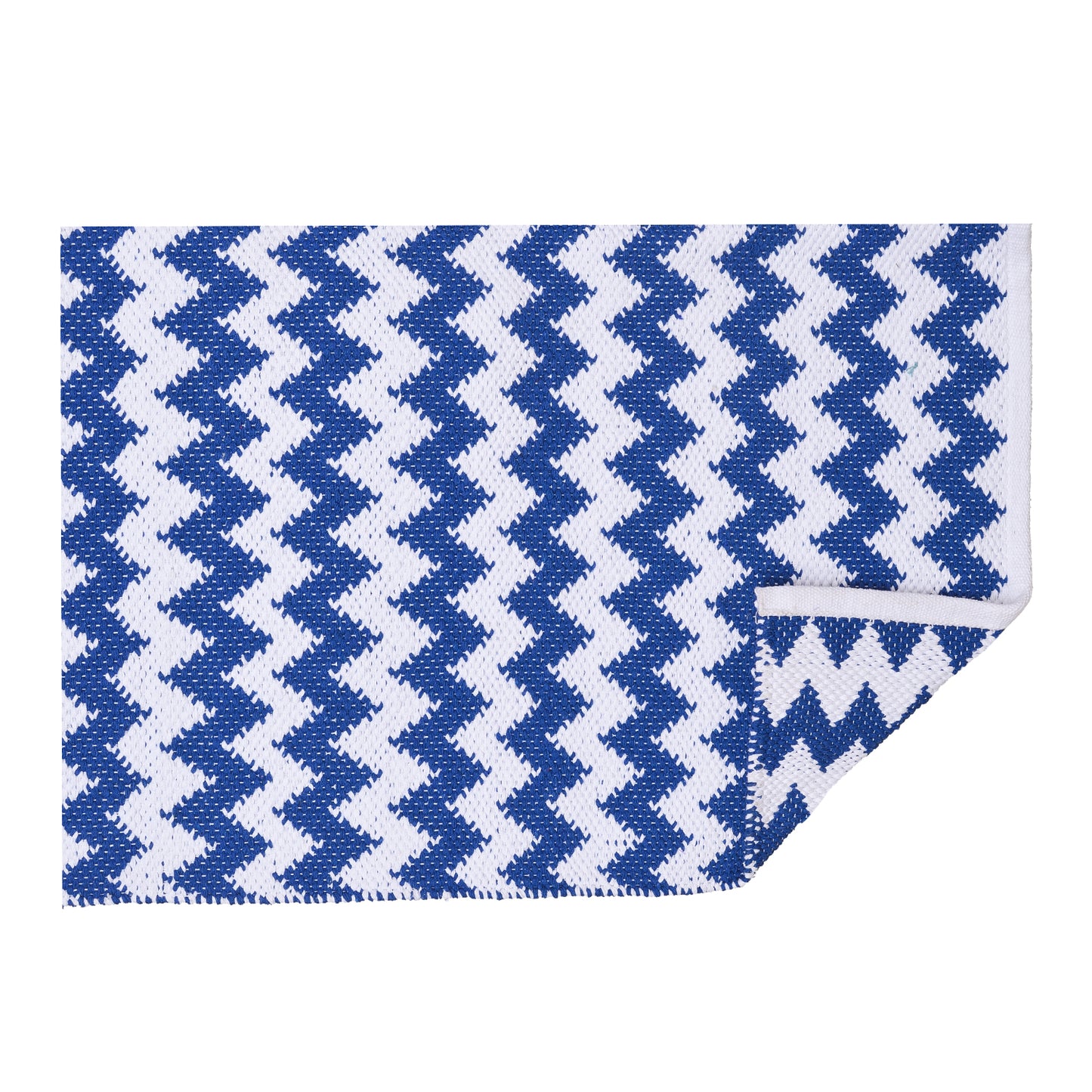 Cosmorugs Handwoven Designer Cotton Dhurries – Blue & White, 6mm Thick