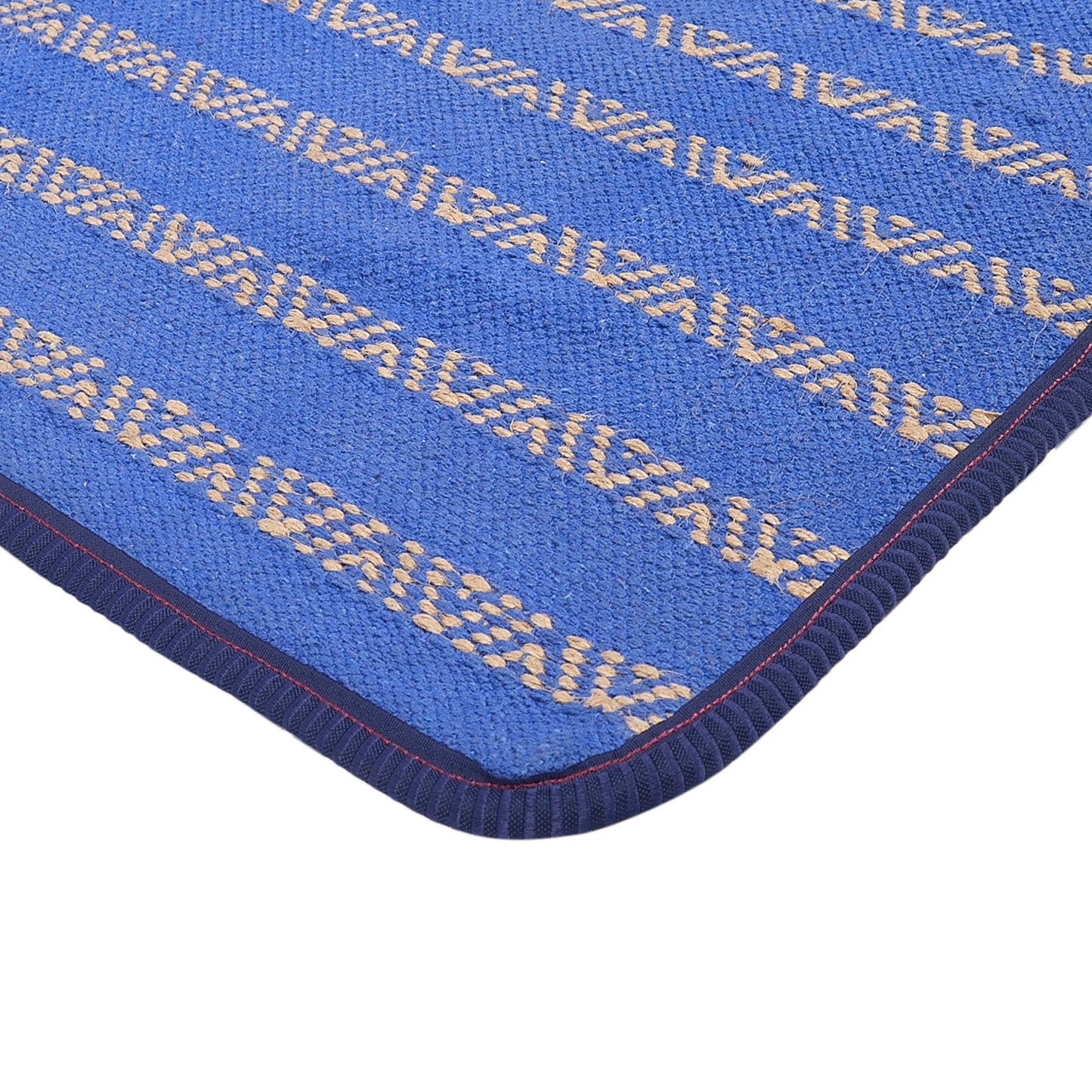 Cosmorugs Designer Blue & Grey Anti-Slip Cotton Yoga Mats, 12mm Thick