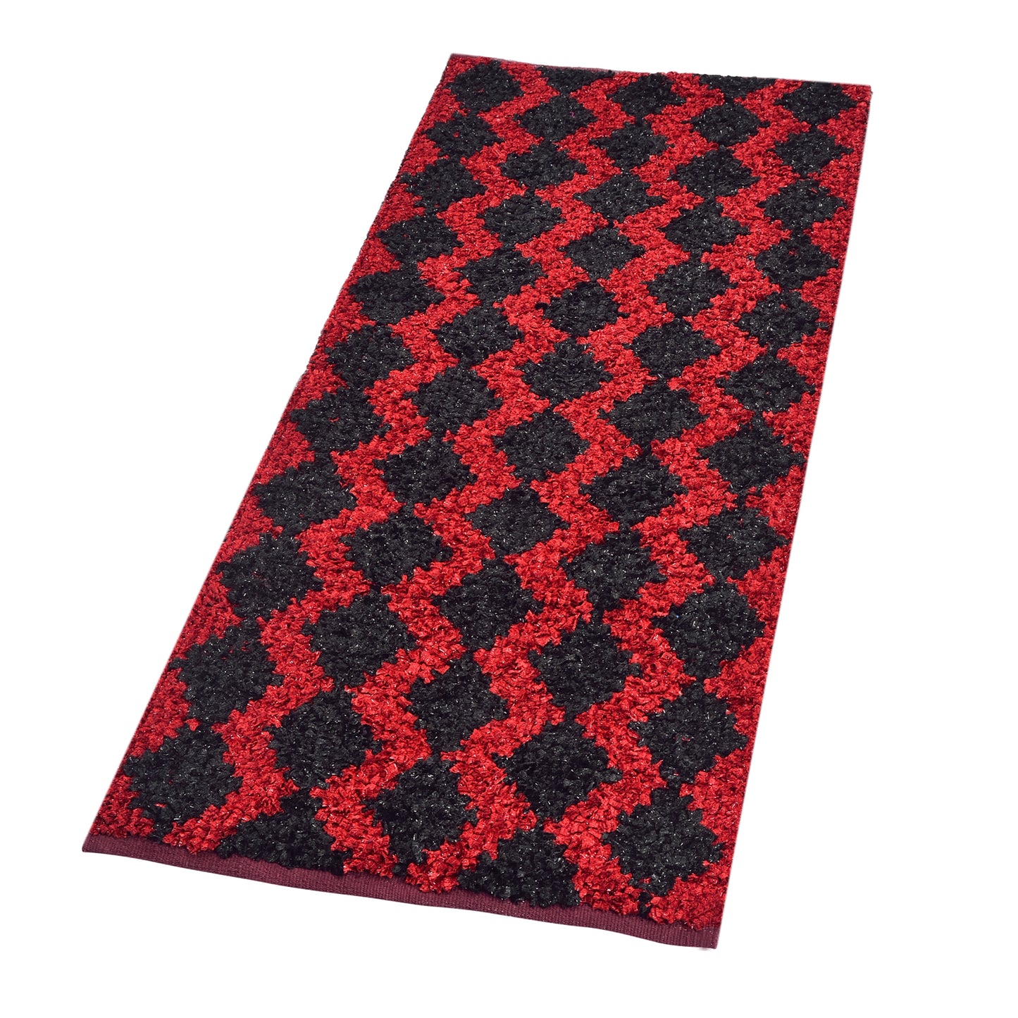Cosmorugs Fancy Antiskid Cotton Feather Yarn Bed Runners Red and Black