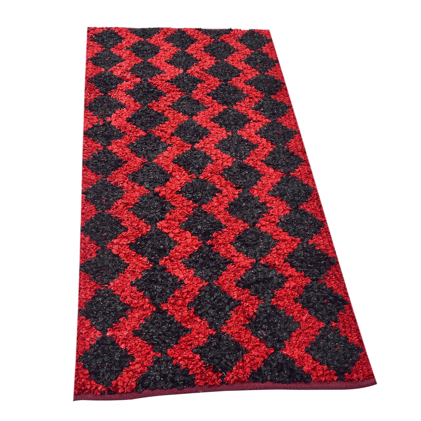 Cosmorugs Fancy Antiskid Cotton Feather Yarn Bed Runners Red and Black