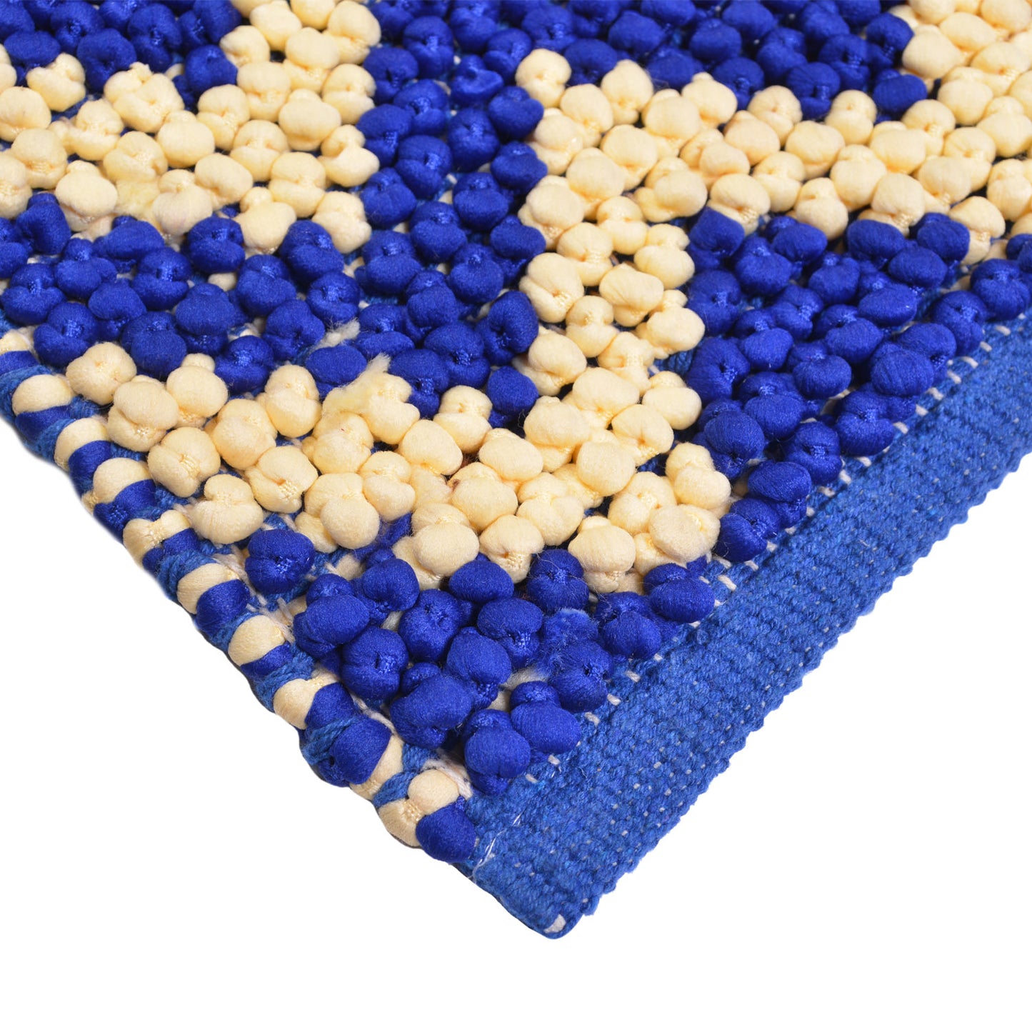 Cosmorugs Antiskid Cotton Door Mats Bubble Yarn Blue and Yellow Colors