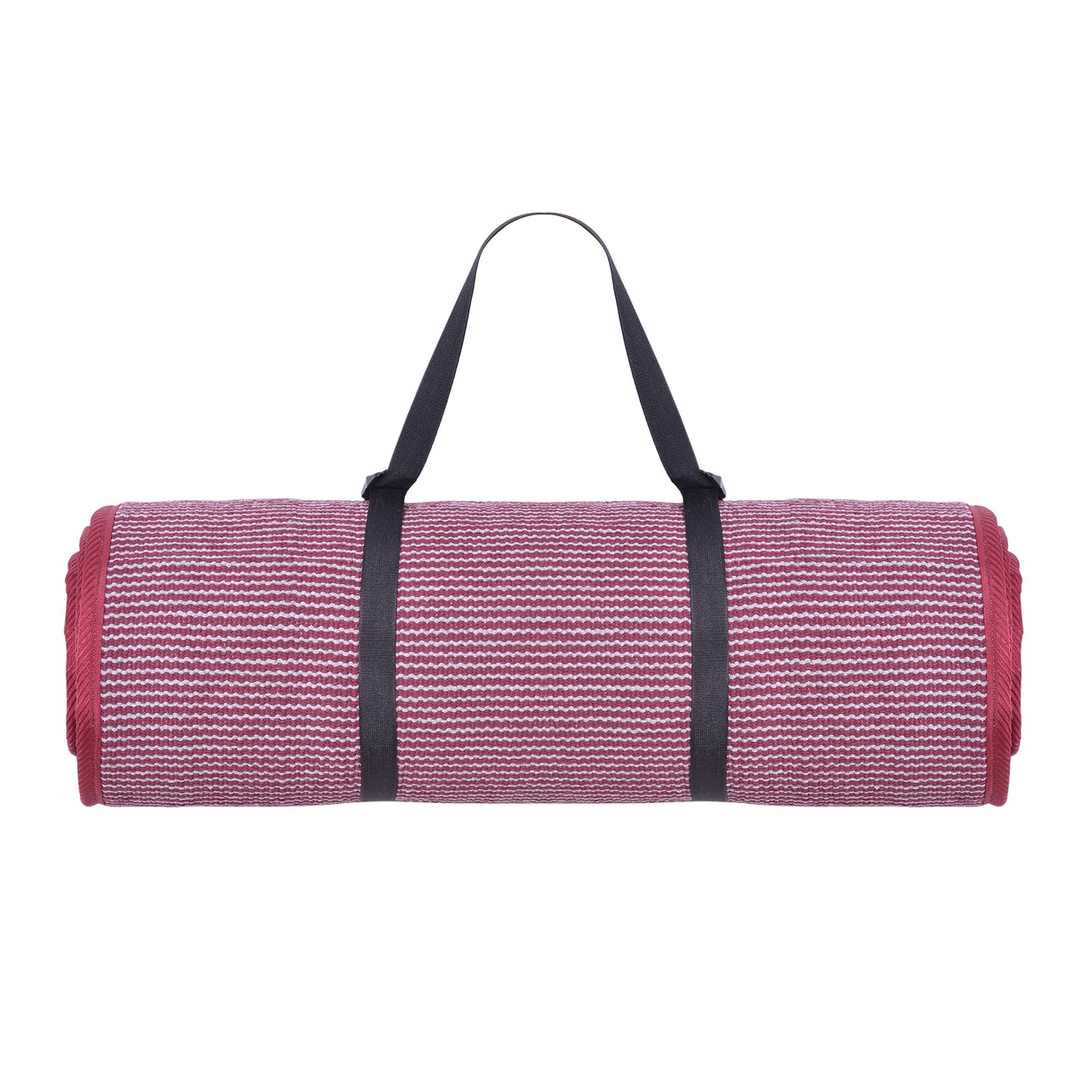 Cosmorugs Antiskid Cotton Yoga Mats Maroon and Grey Lines 10mm Thick