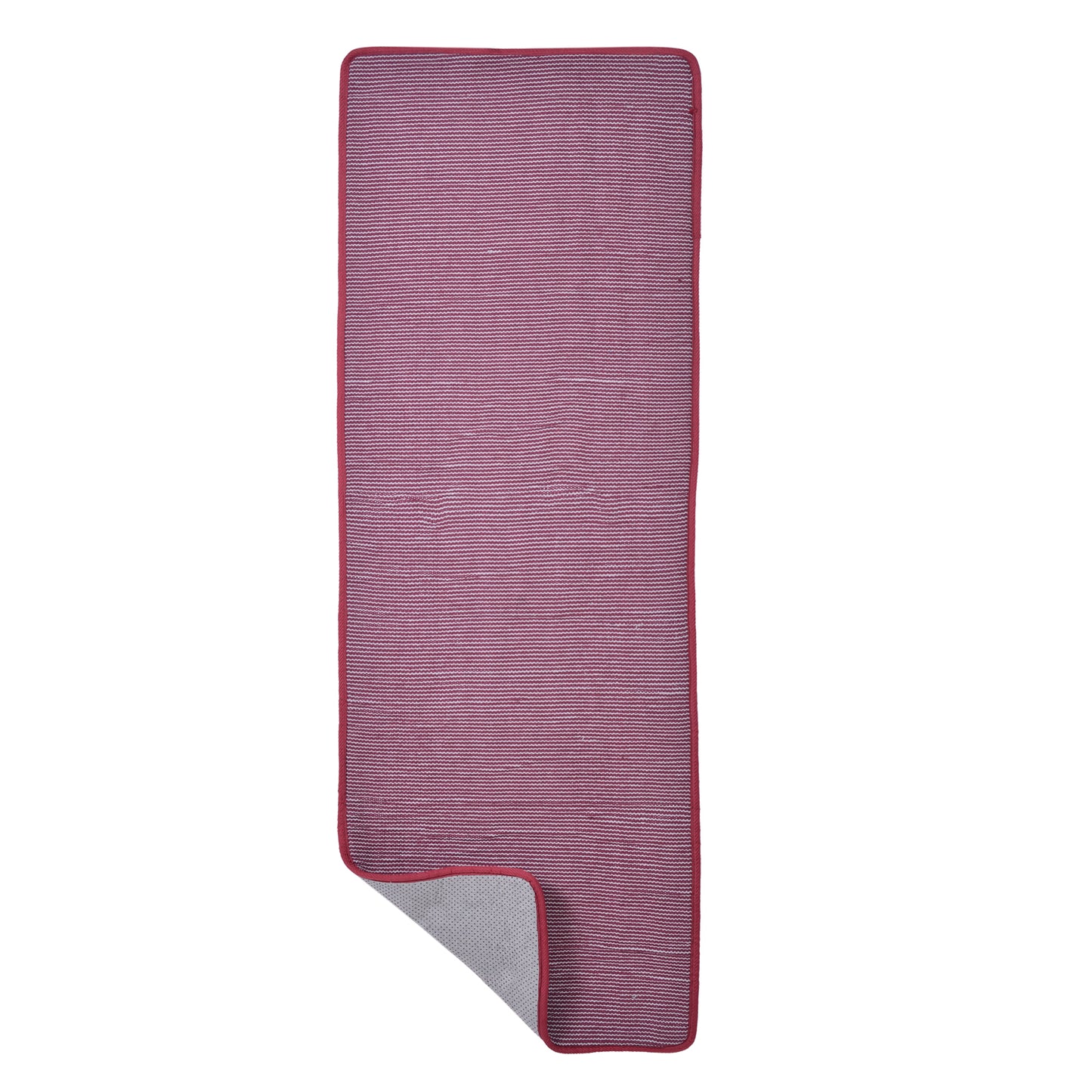 Cosmorugs Antiskid Cotton Yoga Mats Maroon and Grey Lines 10mm Thick