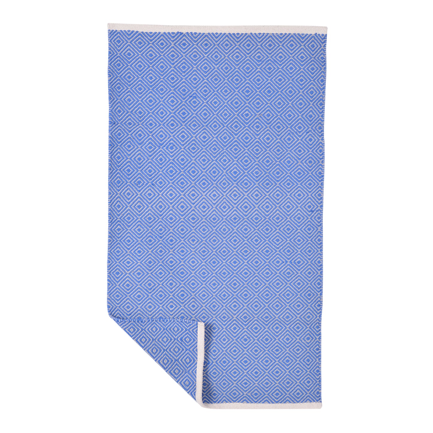 Cosmorugs Handmade Cotton Designer Bedside Runners – Blue & Grey Color