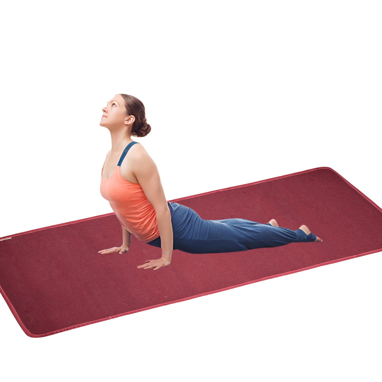 Cosmorugs Antiskid Cotton Yoga Mat Maroon with Cloth Backing 6mm Thick