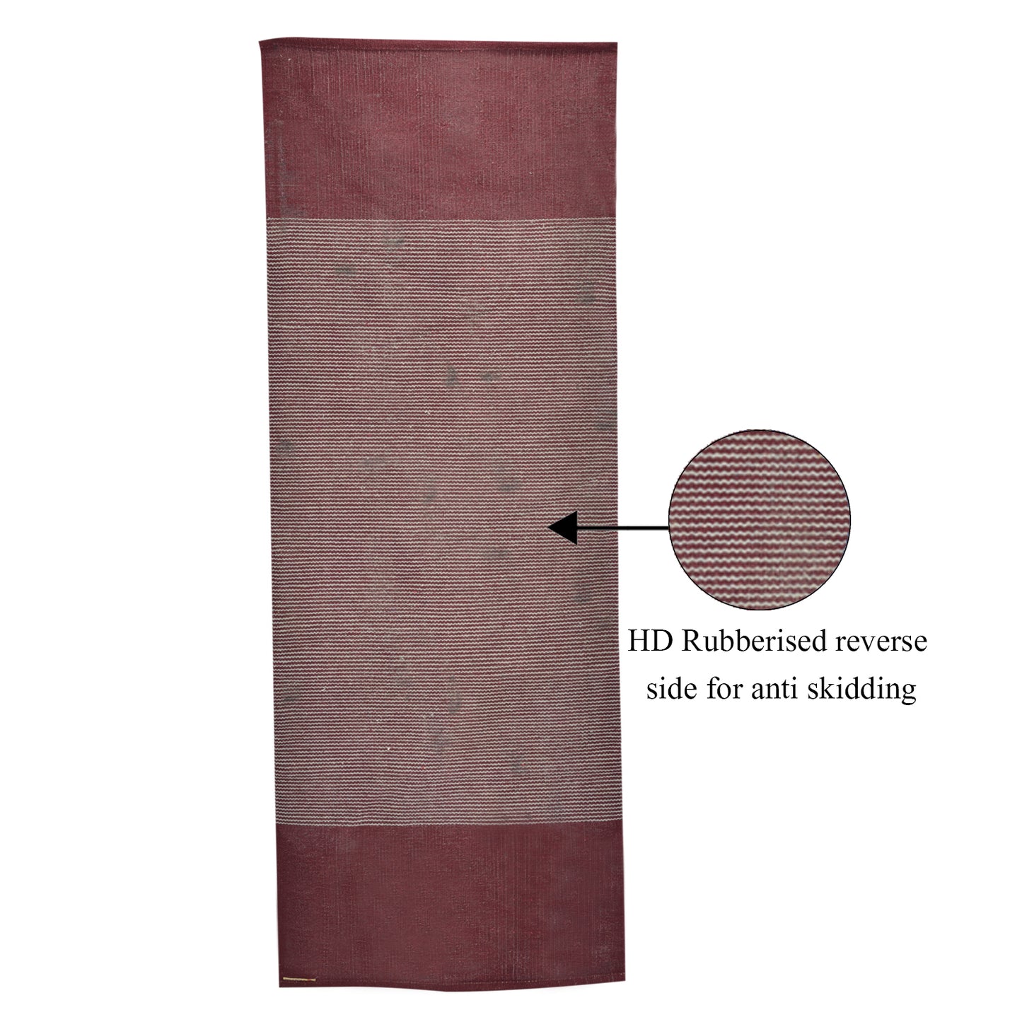 Cosmorugs Antiskid Cotton Yoga Mat Rubber Backed Maroon Grey 4mm Thick