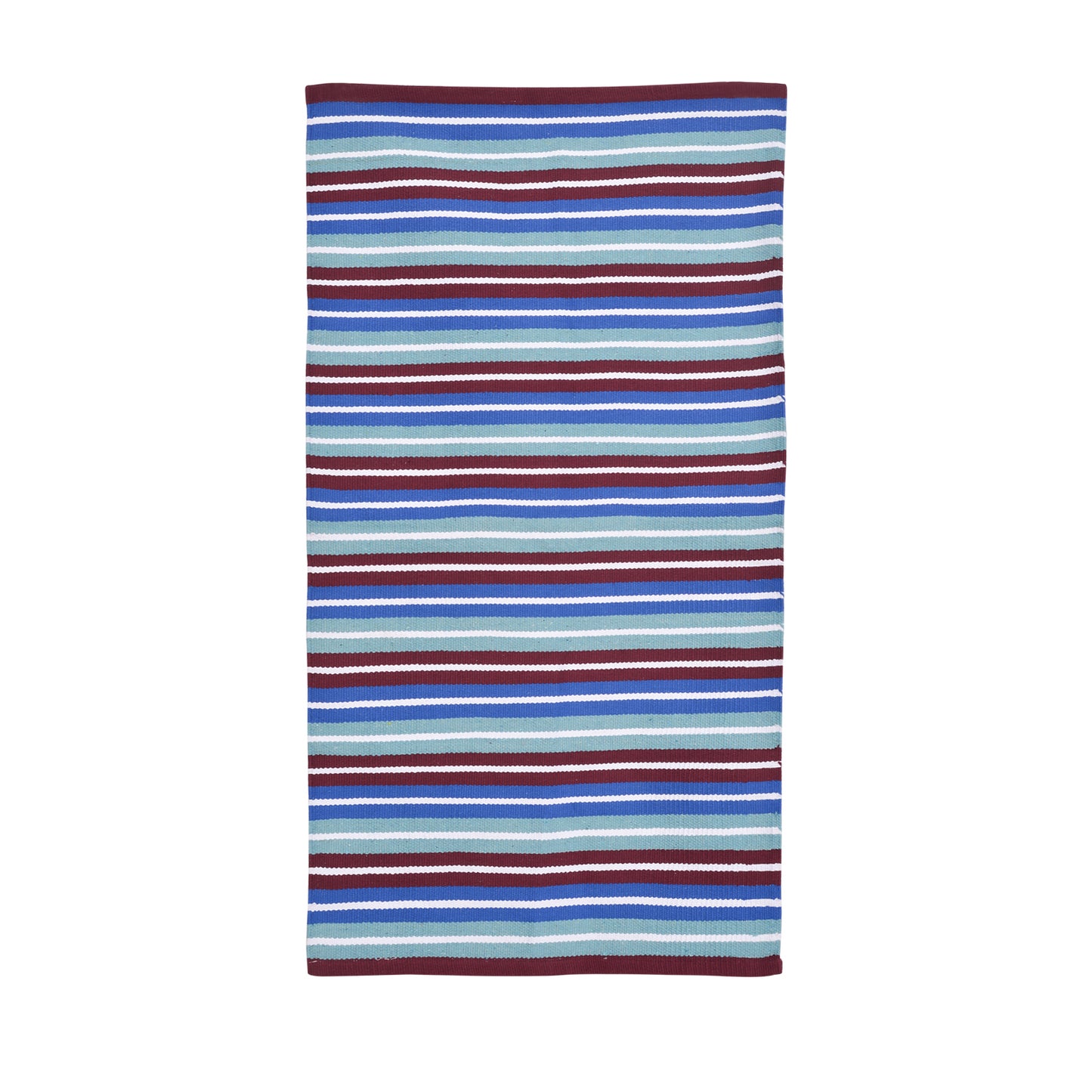 Cosmorugs Cotton Pet Mats 4x3 feet Maroon, White, Blue and Light Blue Color Stripes