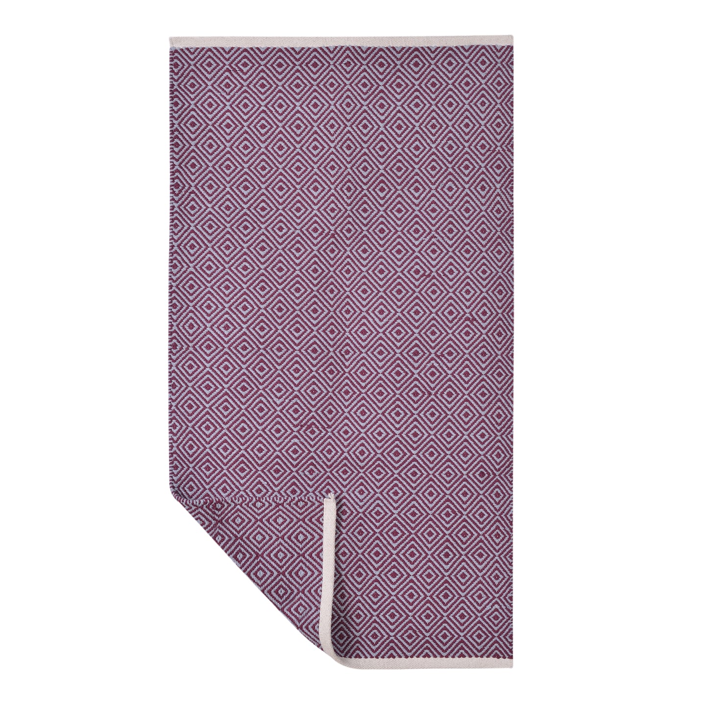 Cosmorugs Handmade Cotton Designer Bed Side Runners Maroon & Grey Color