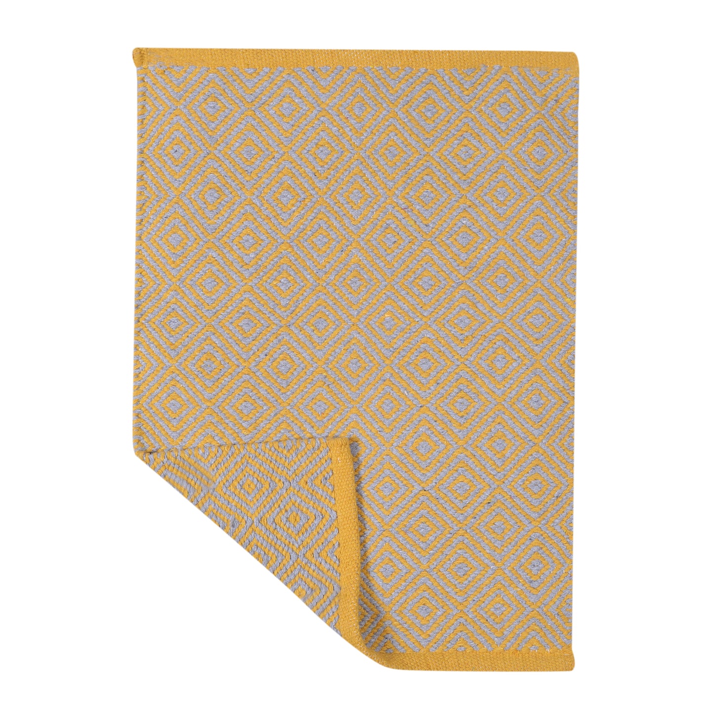 Cosmorugs Handmade Cotton Designer Stylish Bedside Runners Yellow Grey