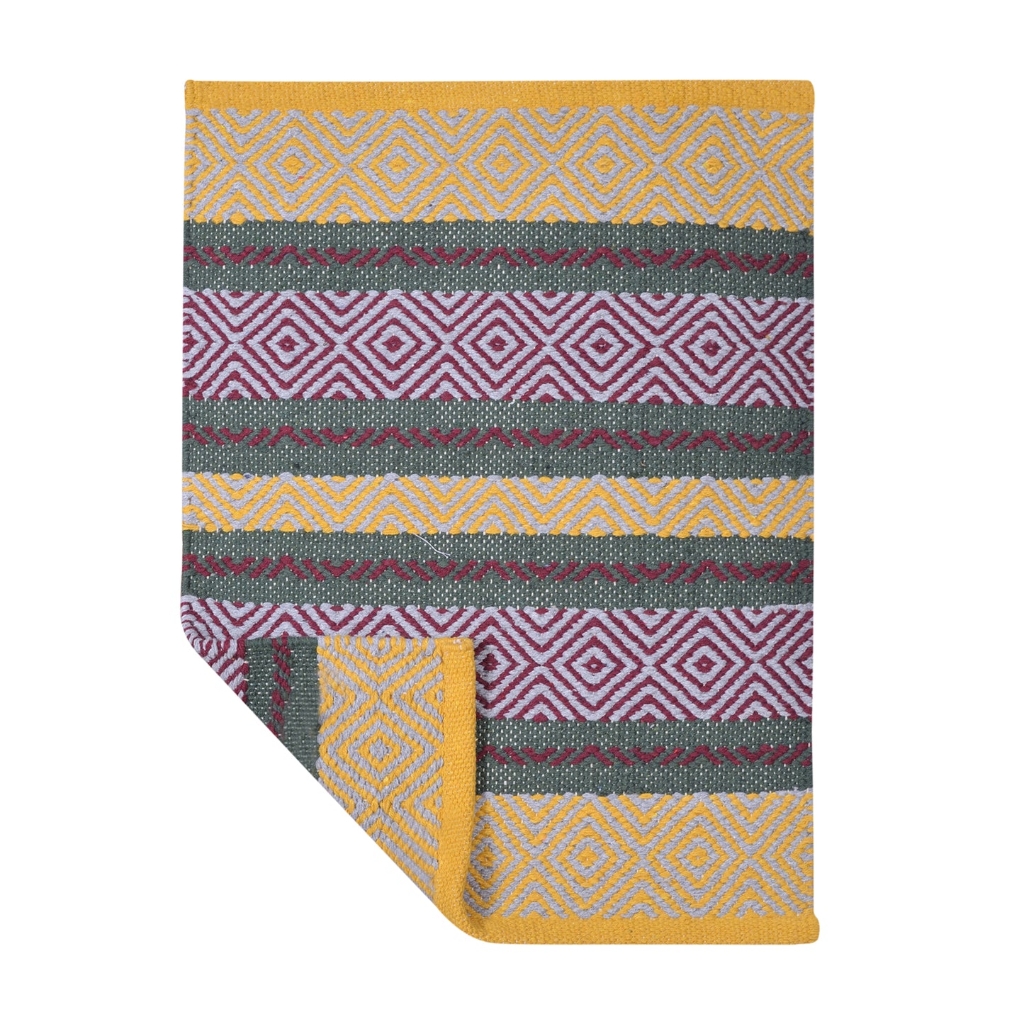 Cosmorugs Crafted for Luxury Premium Cotton Door Mat Yellow and Maroon