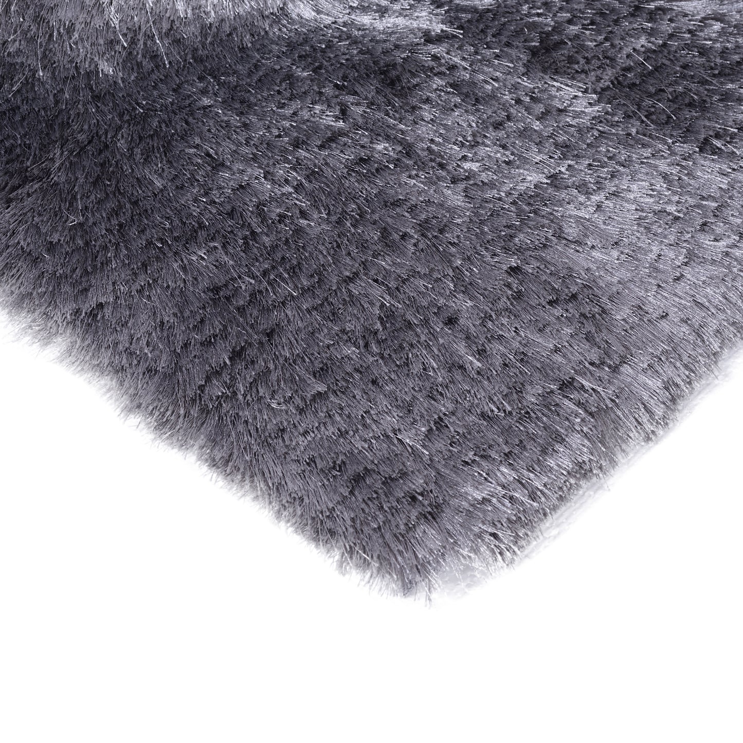 Cosmorugs Cotton Bed Side Runner Silver with 1-Inch Polyester Yarn Fur