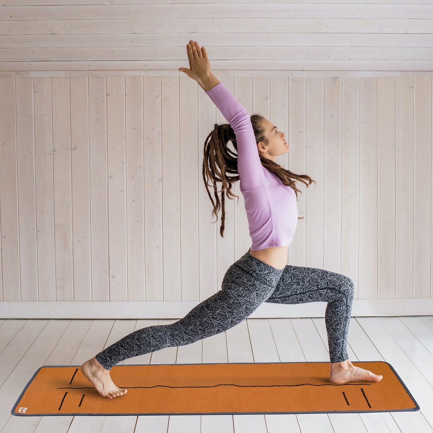 Cosmorugs Antiskid Rubber Backing Cotton Yoga Mat with Alignment Line