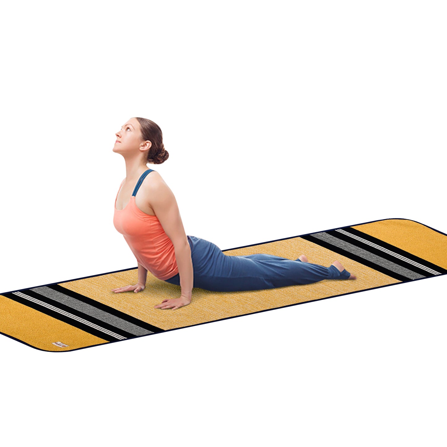 Cosmorugs Cotton Yoga Mats with Rubber Backing, Belt and Antiskid Grip