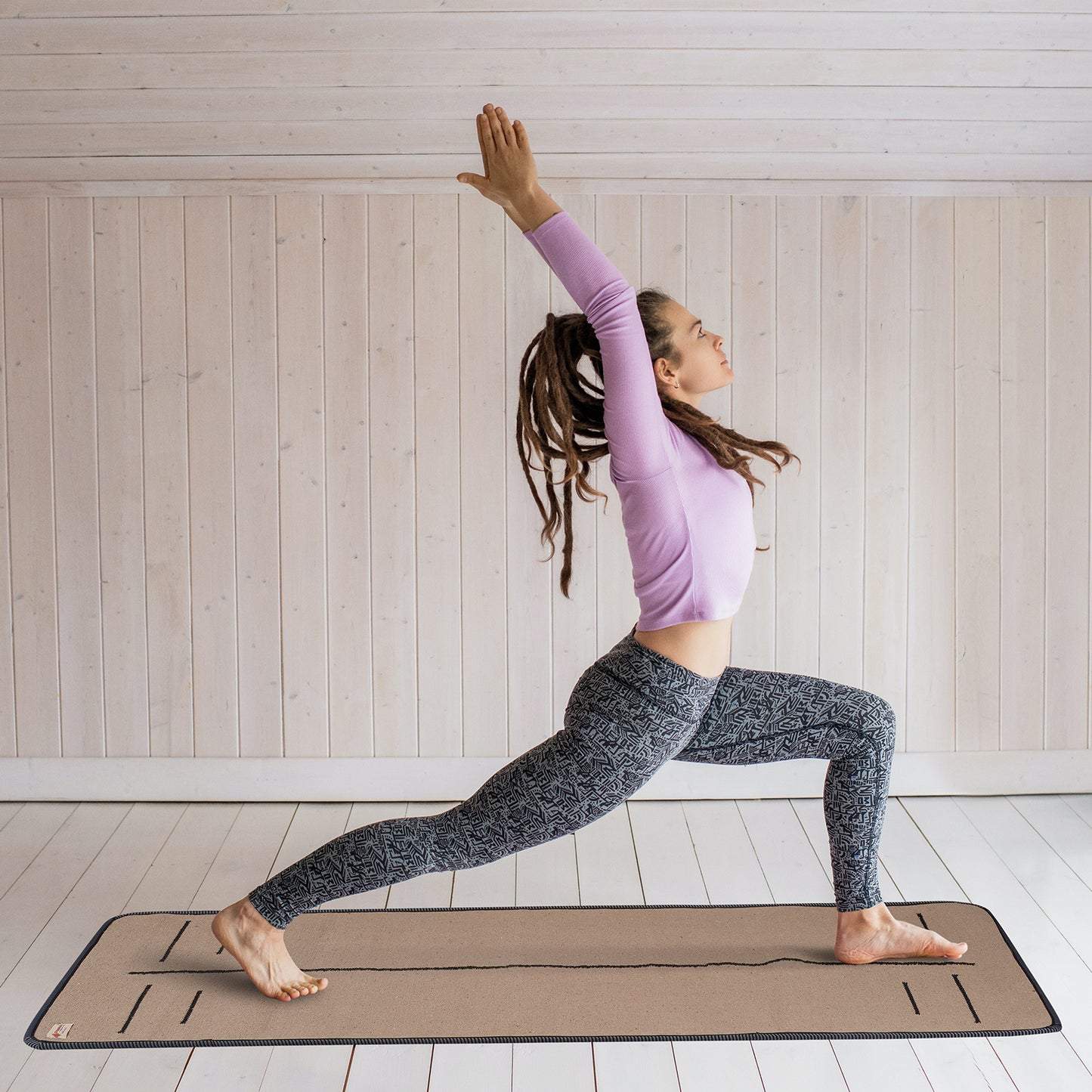 Cosmorugs Antiskid Rubber Backing Cotton Yoga Mat with Alignment Line