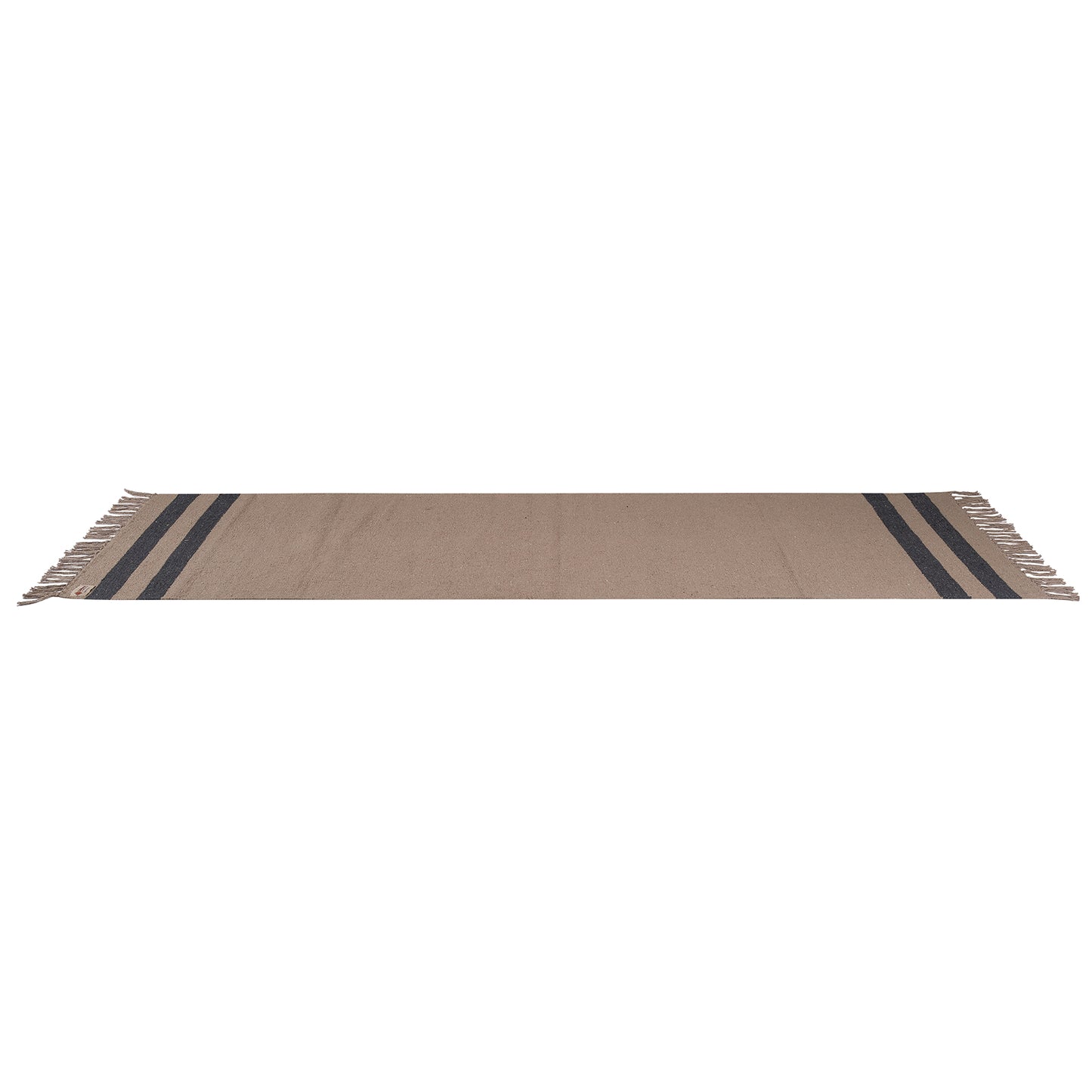 Cosmorugs Cotton Yoga Mat Beige with Black Horizontal Stripes Open End