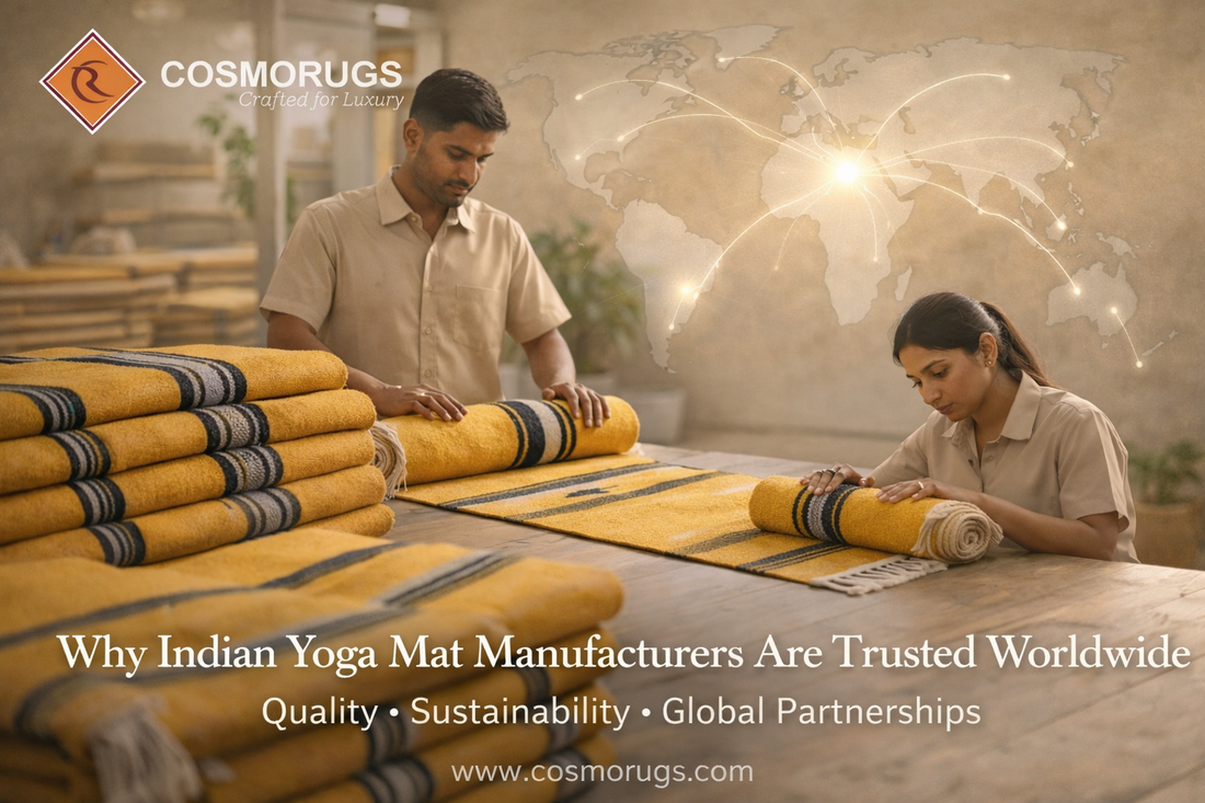 Indian yoga mat manufacturers producing eco-friendly yoga mats in bulk for global export and international wellness brands
