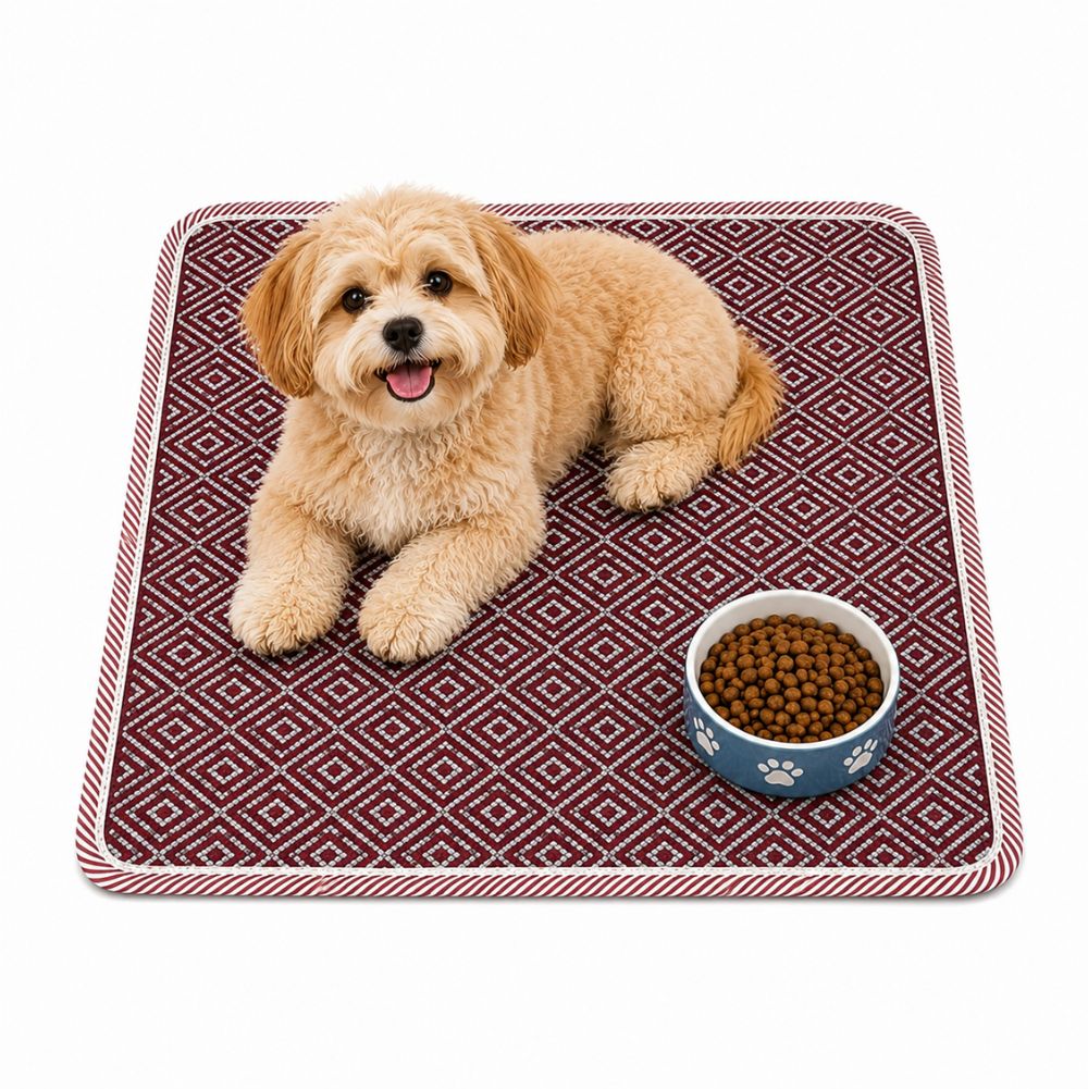 Cosmorugs Handwoven Cotton Pet Mat – Maroon & Grey / Blue & Grey | 24x24 CM, 5mm Thick
