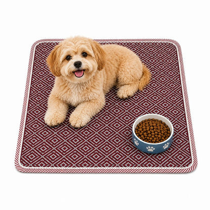 Cosmorugs Handwoven Cotton Pet Mat – Maroon & Grey / Blue & Grey | 24x24 CM, 5mm Thick