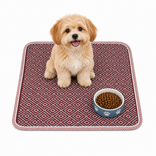 Cosmorugs Handwoven Cotton Pet Mat – Maroon & Grey / Blue & Grey | 24x24 CM, 5mm Thick
