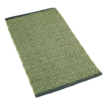 Cosmorugs Designer Cotton Kitchen Mat Light Green Dark Green Floor Rug