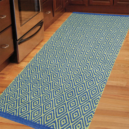 Cosmorugs Designer Cotton Kitchen Mats Blue and Light Green Floor Mats