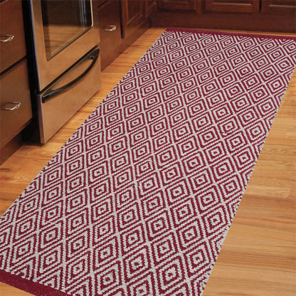Cosmorugs Designer Cotton Kitchen Mats Maroon and Grey Soft Floor Rugs
