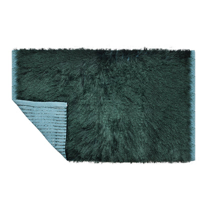 Cosmorugs Green Cotton Bed Side Runners 1-Inch Long Polyester Yarn Fur