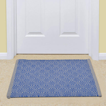 Cosmorugs Designer Cotton Door Mat in Blue and Grey I Luxury & Durable