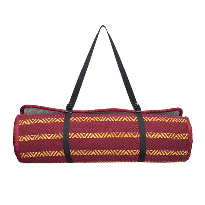 Cosmorugs Maroon Anti-Slip Cotton Yoga Mats 10mm with Horizontal Lines