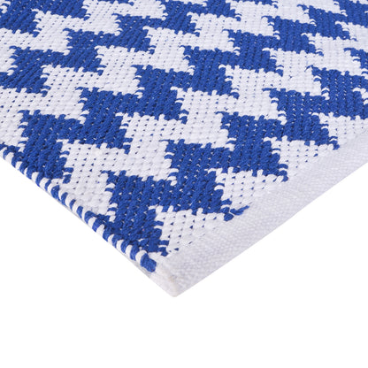 Cosmorugs Handwoven Designer Cotton Dhurries – Blue & White, 6mm Thick