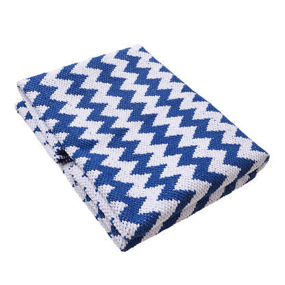 Cosmorugs Handwoven Designer Cotton Dhurries – Blue & White, 6mm Thick