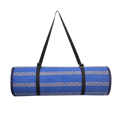 Cosmorugs Designer Blue & Grey Anti-Slip Cotton Yoga Mats, 12mm Thick