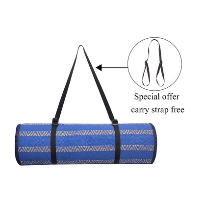 Cosmorugs Designer Blue & Grey Anti-Slip Cotton Yoga Mats, 12mm Thick