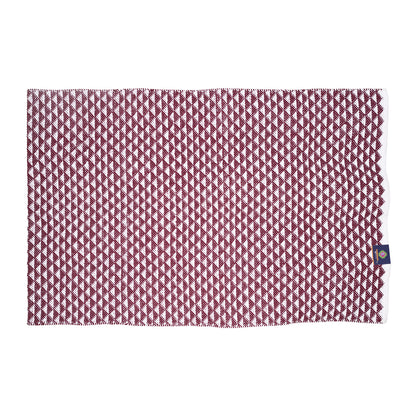 Cosmorugs Handwoven Cotton Designer Dhurries 4x6 Feet White and Maroon