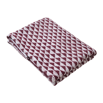 Cosmorugs Handwoven Cotton Designer Dhurries 4x6 Feet White and Maroon