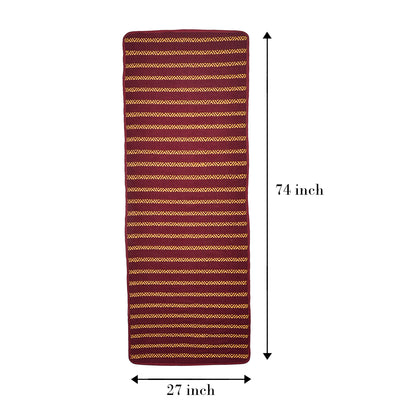 Cosmorugs Maroon Anti-Slip Cotton Yoga Mats 10mm with Horizontal Lines