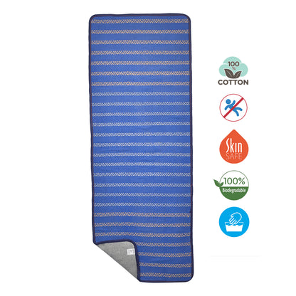 Cosmorugs Designer Blue & Grey Anti-Slip Cotton Yoga Mats, 12mm Thick