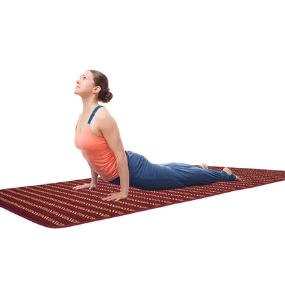 Cosmorugs Maroon Anti-Slip Cotton Yoga Mats 10mm with Horizontal Lines