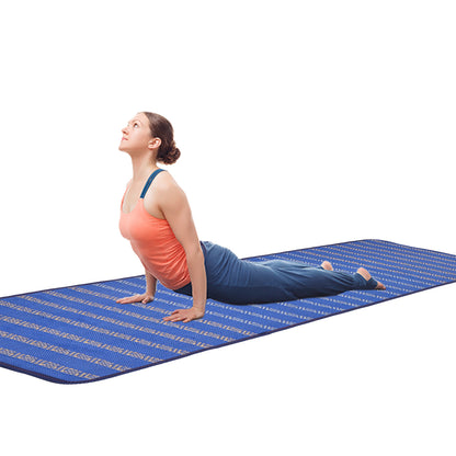 Cosmorugs Designer Blue & Grey Anti-Slip Cotton Yoga Mats, 12mm Thick