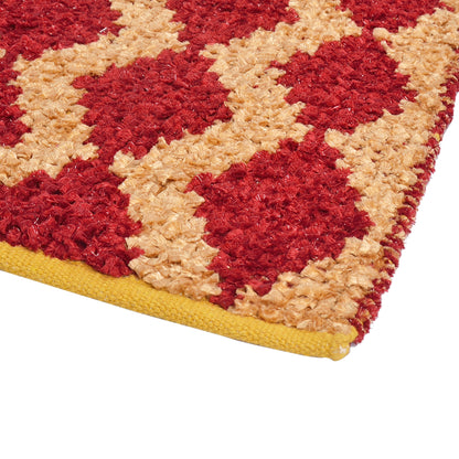 Cosmorugs Fancy Antiskid Cotton & Feather Yarn Bed Runner Yellow & Red