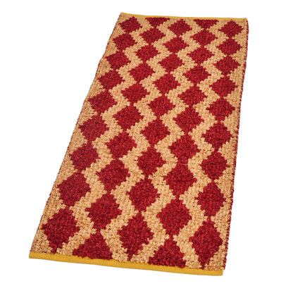 Cosmorugs Fancy Antiskid Cotton & Feather Yarn Bed Runner Yellow & Red