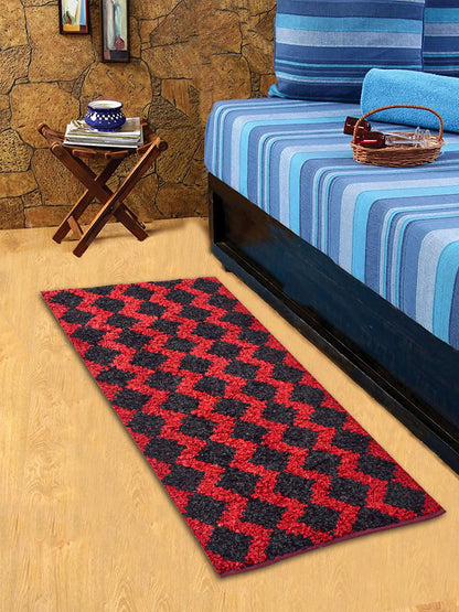 Cosmorugs Fancy Antiskid Cotton Feather Yarn Bed Runners Red and Black
