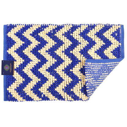 Cosmorugs Antiskid Cotton Door Mats Bubble Yarn Blue and Yellow Colors