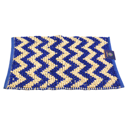 Cosmorugs Antiskid Cotton Door Mats Bubble Yarn Blue and Yellow Colors