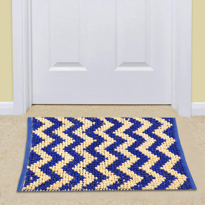 Cosmorugs Antiskid Cotton Door Mats Bubble Yarn Blue and Yellow Colors