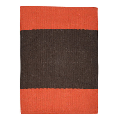 Cosmorugs Orange & Brown Cotton Door Mat Soft Striped Indoor Floor Mat