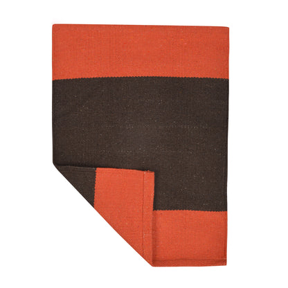 Cosmorugs Orange & Brown Cotton Door Mat Soft Striped Indoor Floor Mat