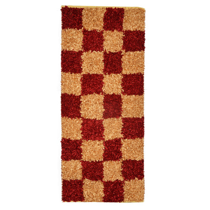 Cosmorugs Handwoven Cotton Bed Side Runner with Cut Piles Red & Yellow