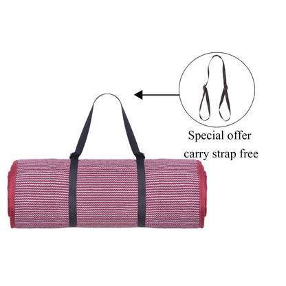 Cosmorugs Antiskid Cotton Yoga Mats Maroon and Grey Lines 12mm Thick